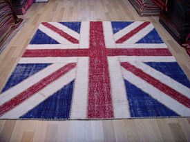 Круглый ковер винтажный ручной работы Британский флаг Vintage Flag Patchwork 22229